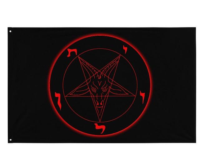Red Satanic Sigil of Baphomet Flag - The Luciferian Apotheca