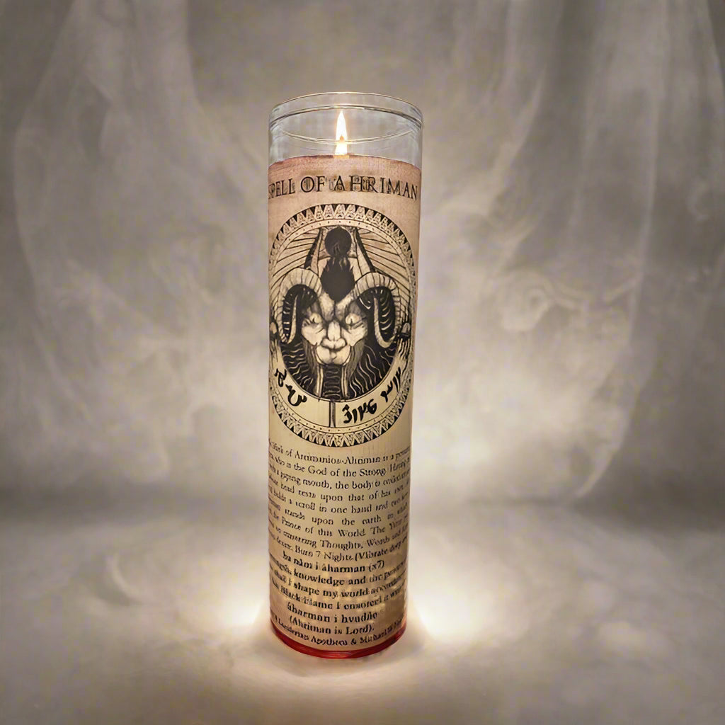 Ahriman: Inspire Primal Instincts Glass Spell Candle - The Luciferian Apotheca