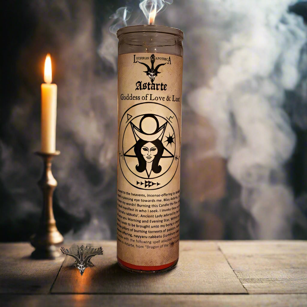 Astarte - Inspire Love Glass Spell Candle - The Luciferian Apotheca