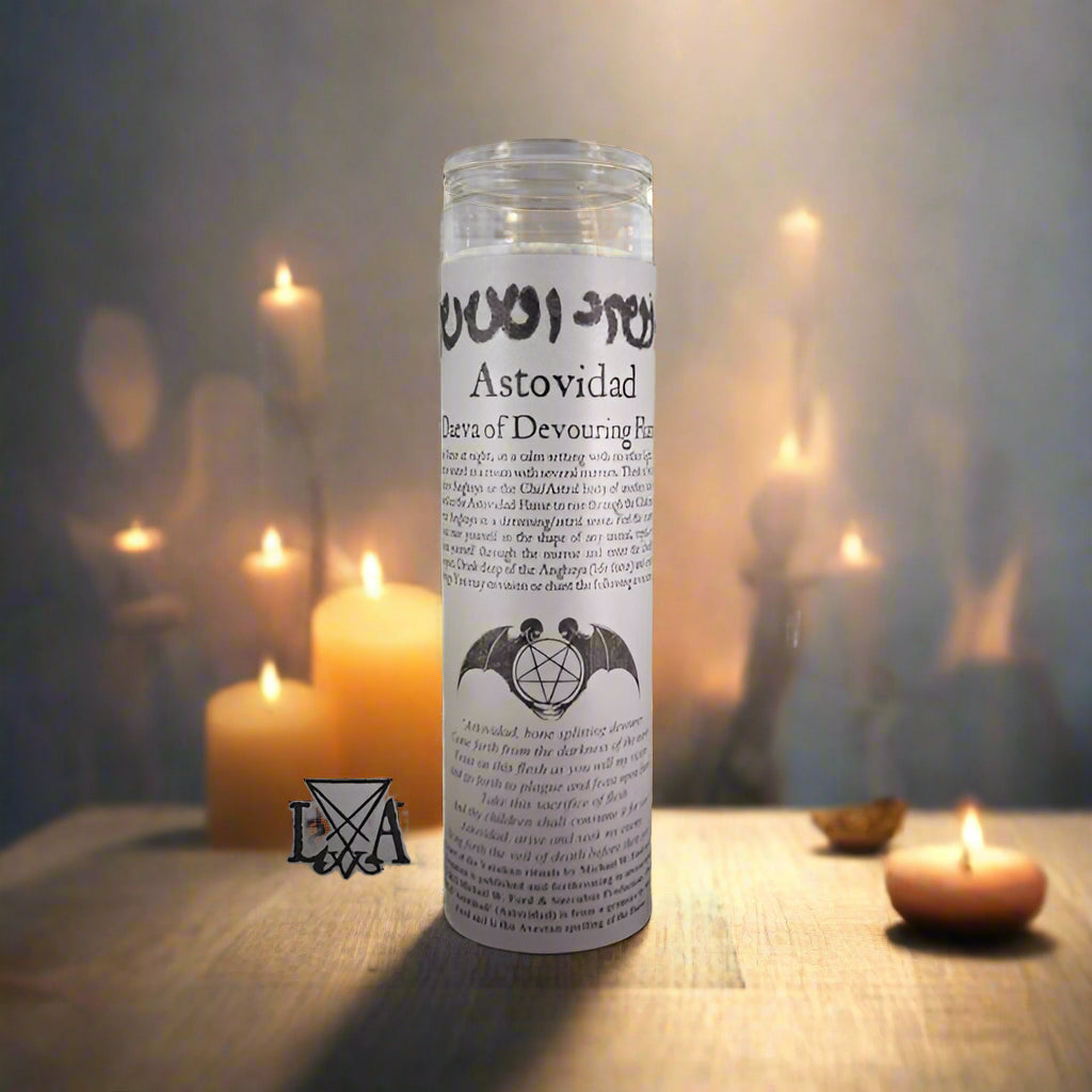 Astovidad: Inspire Destruction Glass Spell Candle Glass Spell Candle - The Luciferian Apotheca
