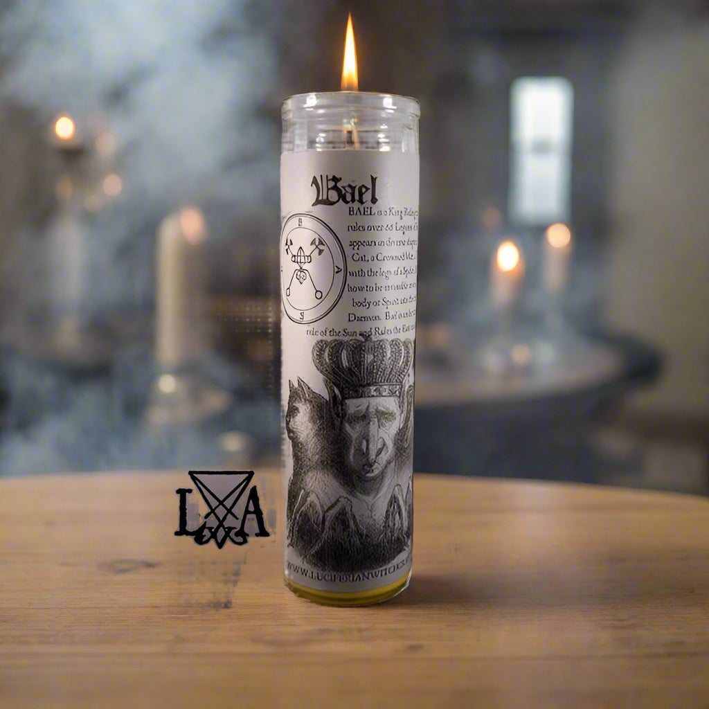 Bael: Inspire Hidden Knowledge/Insight Glass Spell Candle - The Luciferian Apotheca