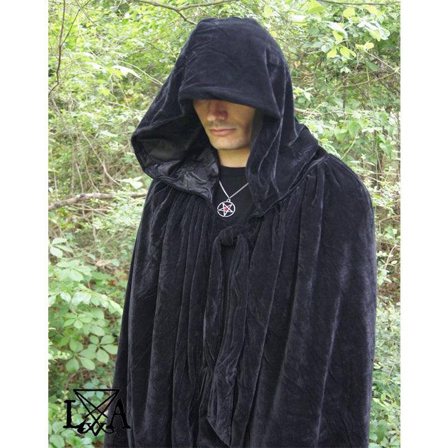 Red / Black Hooded Cloak Full Long Velvet Cape Unisex – The Luciferian  Apotheca