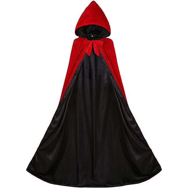 High Quality Black velvet with Red Satin Lining. Hooded Sorcerer
