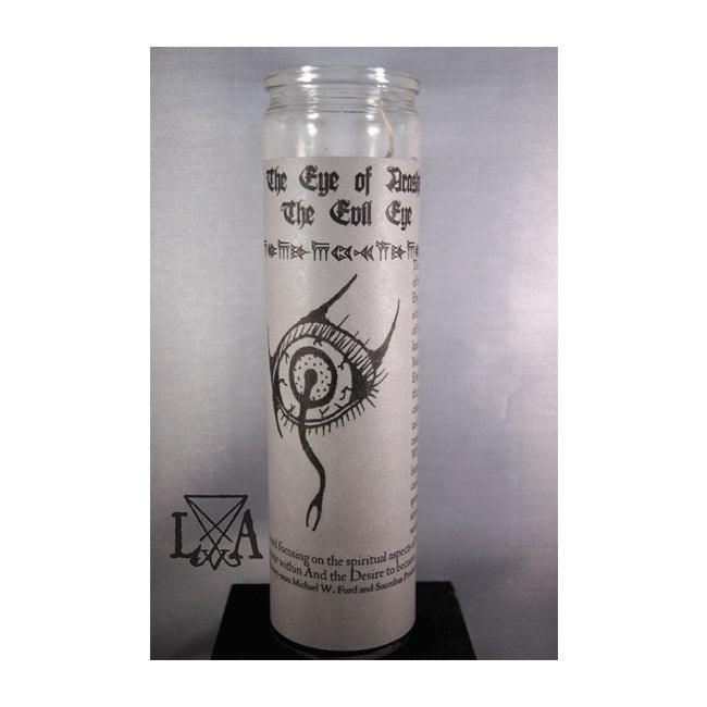 Arashk/Evil Eye: Inspire Magickal Knowledge Glass Spell Candle - The Luciferian Apotheca 