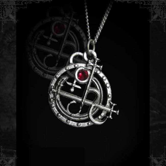 Sigil of Lilith w/ Red Stone (of fire) Pendant - The Luciferian Apotheca 