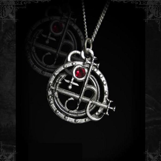 Sigil of Lilith w/ Red Stone (of fire) Pendant - The Luciferian Apotheca