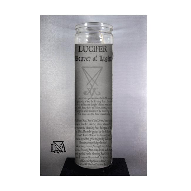 Lucifer - Bearer of Light 7 Day Glass Spell Candle to Inspire Self-Motivation, Knowledge, Spiritual insight - The Luciferian Apotheca 