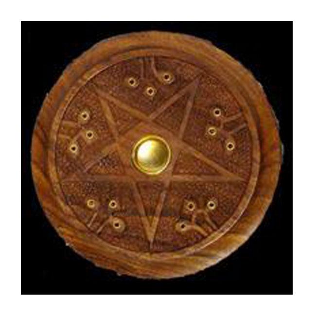 Large Wooden Inverted Pentagram Incense Burner - The Luciferian Apotheca