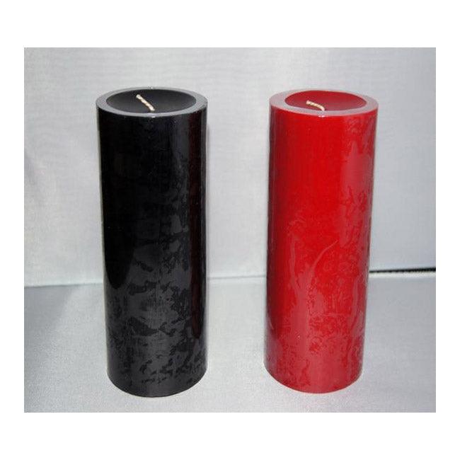 3 x 6 Black & Red Pillar Candles - The Luciferian Apotheca