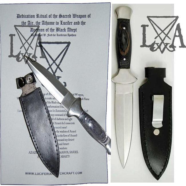 9"  Black Handled Athame & Luciferian Daemonic Consecration Ritual - The Luciferian Apotheca