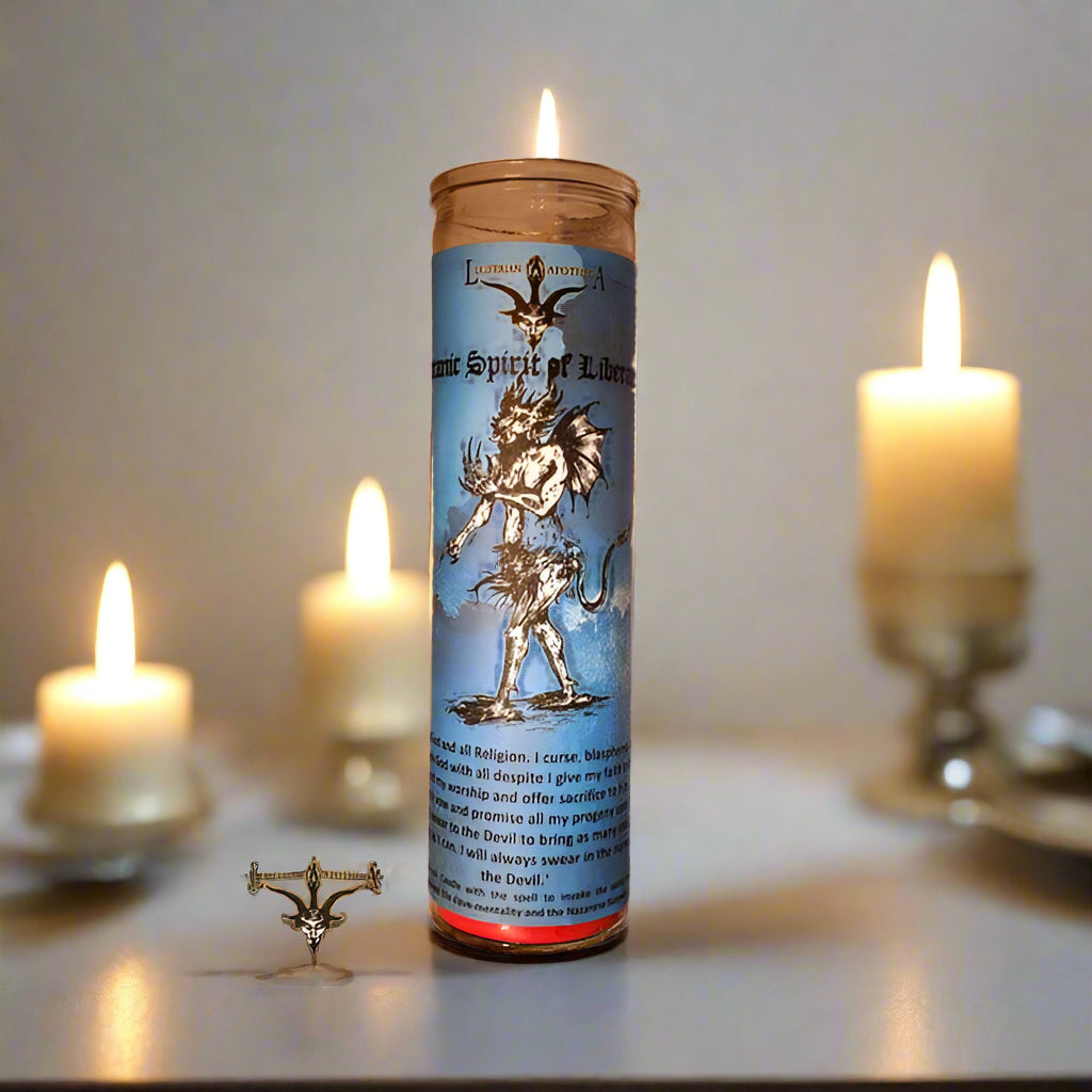 Satanic Spirit - Inspire Spiritual Self-Liberation Glass Spell Candle - The Luciferian Apotheca