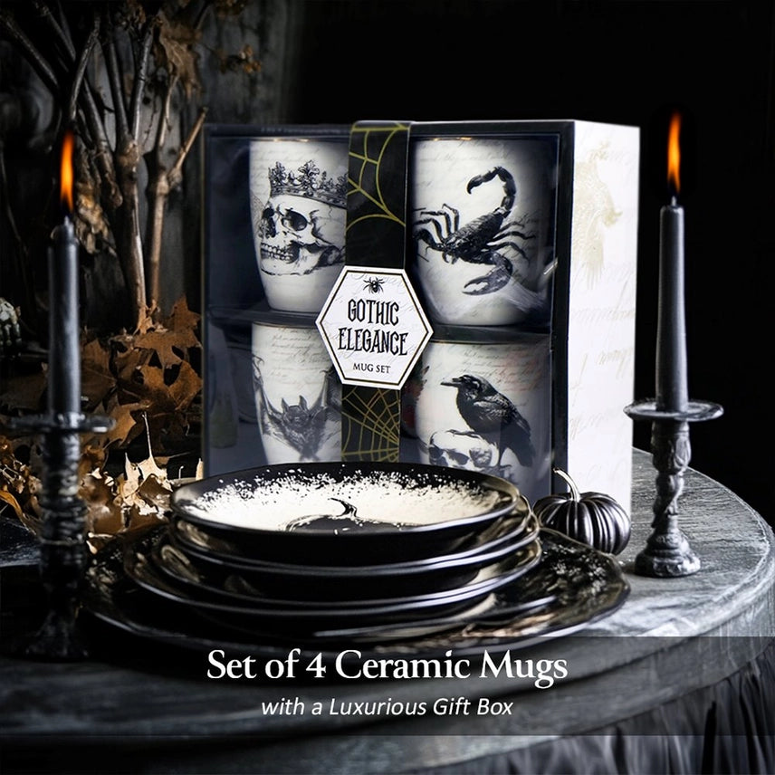 Elegant Goth Set of 4 Ceramic Mugs