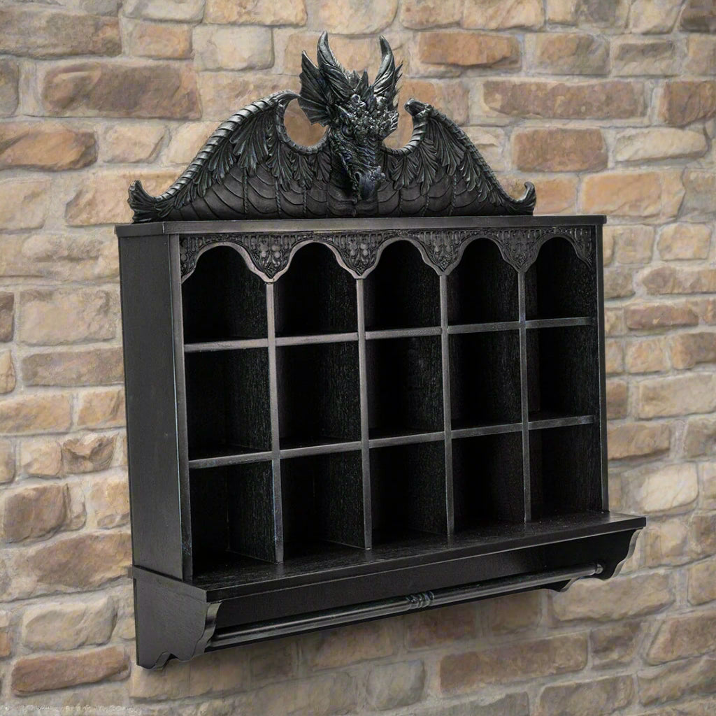 Dragon of the Abyss Wall Shelf | Majestic Dark Elegance