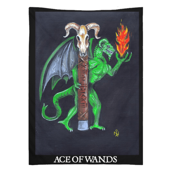 Ace of Wands Satan Luciferian Tarot Tapestries - The Luciferian Apotheca 