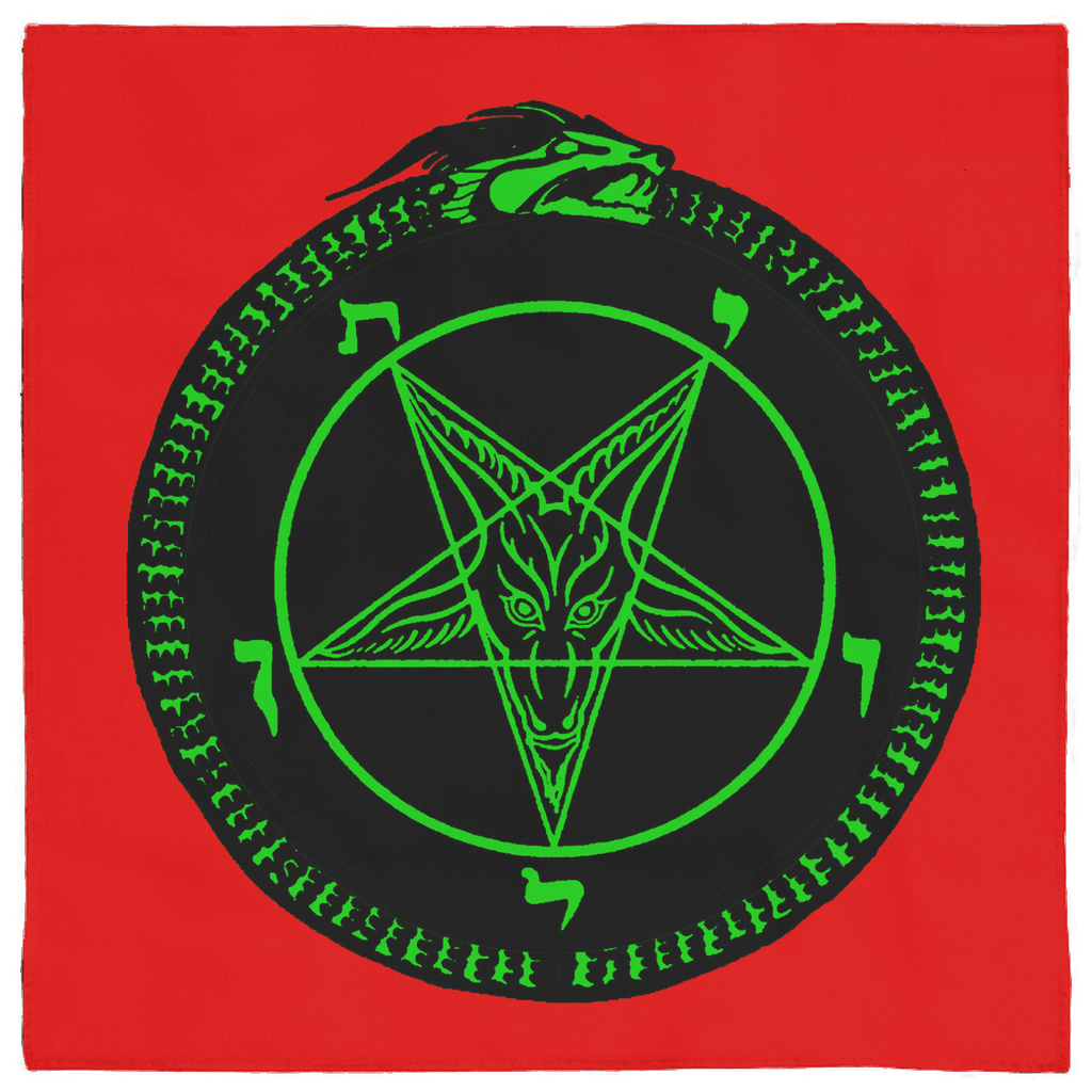 SATANIC ALTAR CLOTH - LEVIATHAN BAPHOMET RED / GREEN - The Luciferian Apotheca 