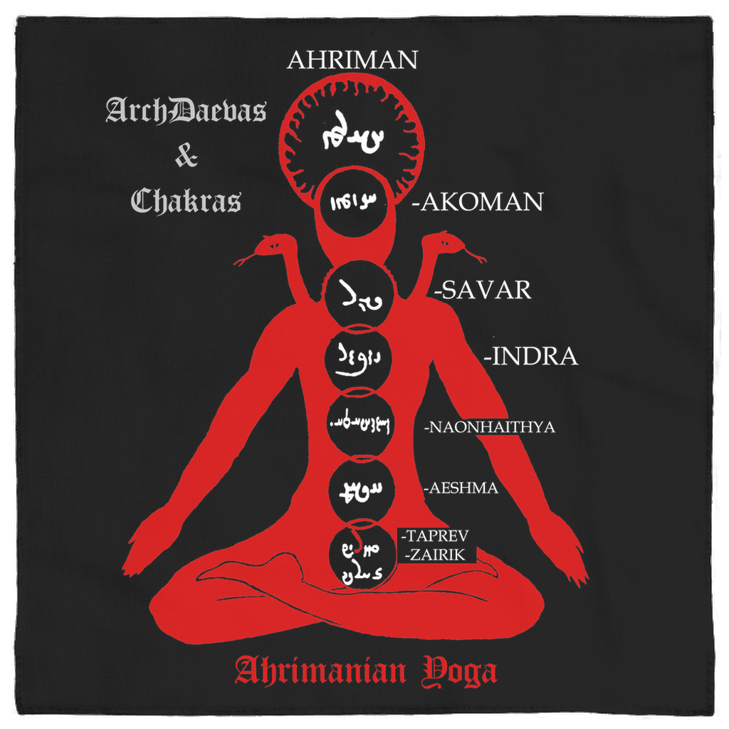 Daeva Altar Cloth - Ahrimanian Yoga Chakra Points and Arch Daevas - The Luciferian Apotheca 