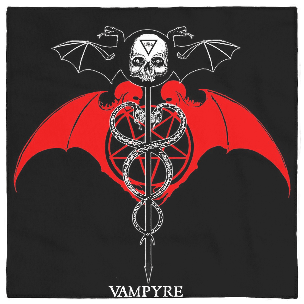 Vampire Altar Cloth - Vampyre Caduceus Varcolaci Symbols - The Luciferian Apotheca 