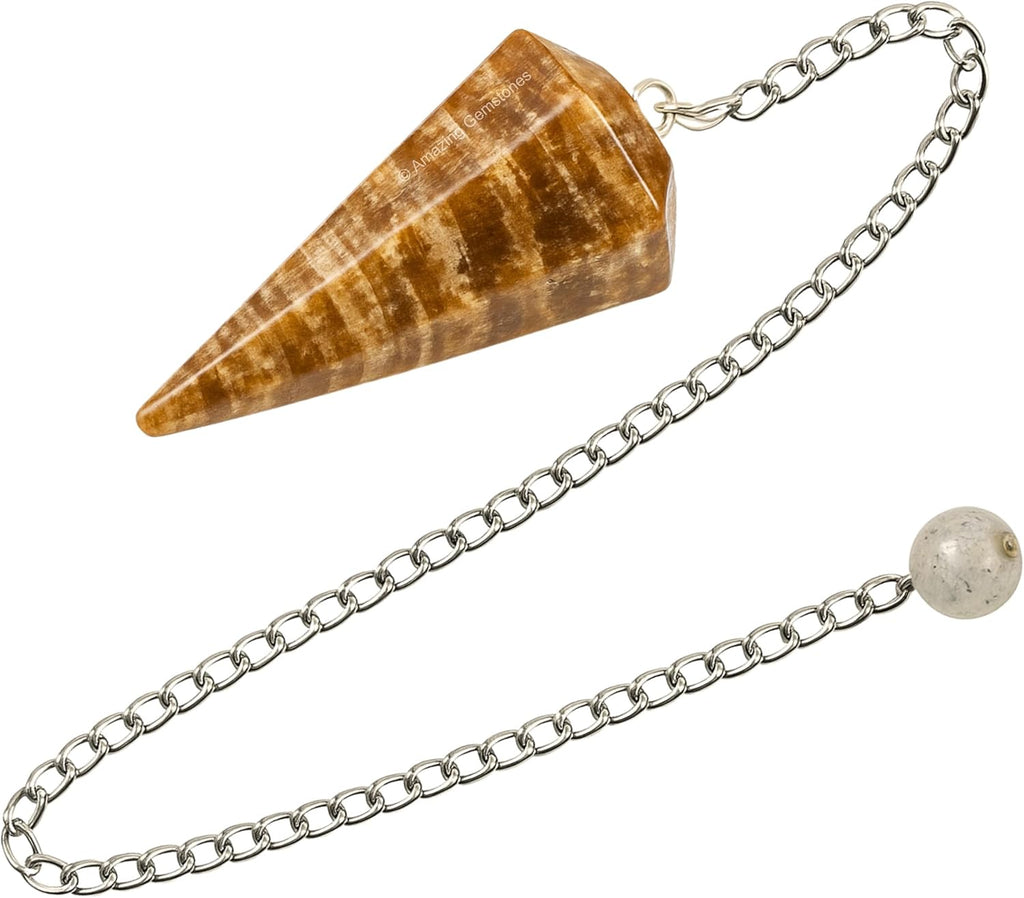 Aragonite Gemstone Pendulum with Chain