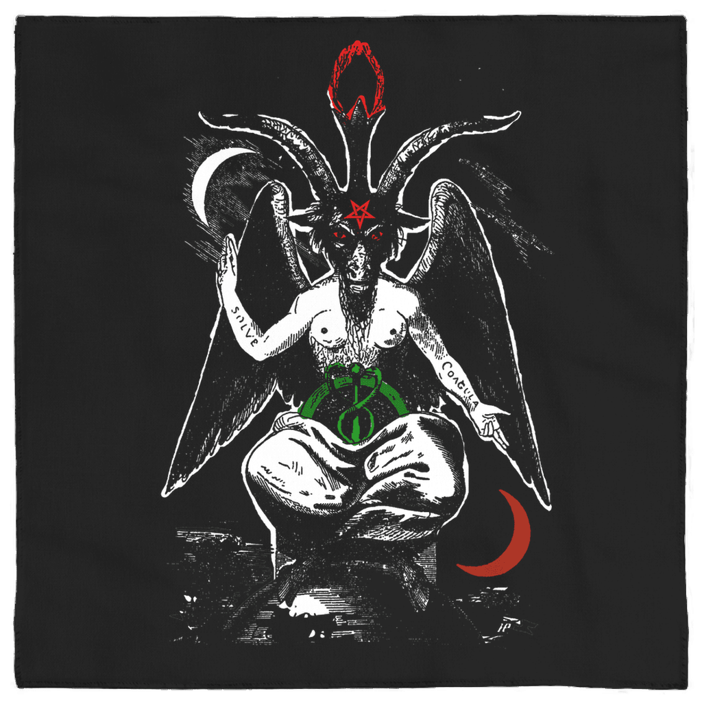Baphomet Altar Cloth - Sabbatic Goat red / green - The Luciferian Apotheca 