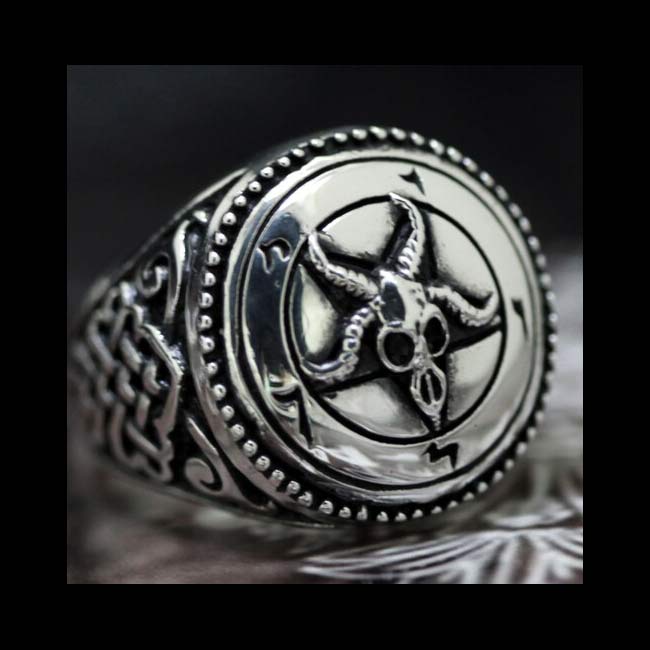 Sigil of Baphomet Ring - Sterling Silver 0.925 Black Oxidize
