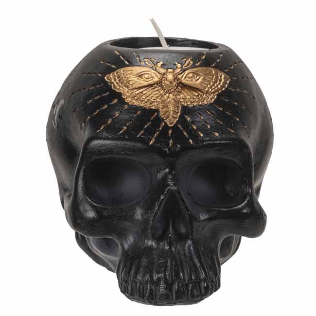 Daemonic Black Skull Candle Holder - The Luciferian Apotheca 