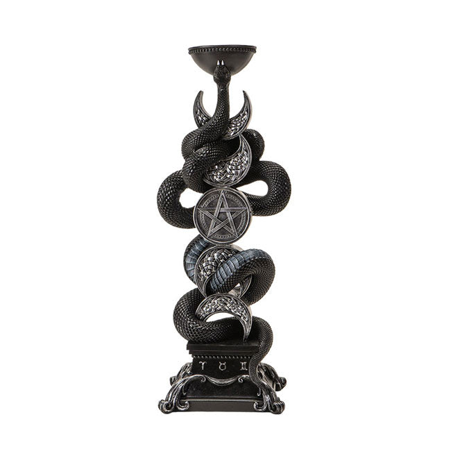Dark Light of Hecate Triple Moon & Serpent Candle Holder