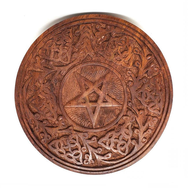 6" Pentagram Wood Altar Tile 6" Round