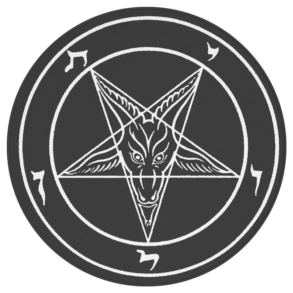 79" x 79" Satanic Sigil of Baphomet Heavy-Duty Round Rug - The Luciferian Apotheca 
