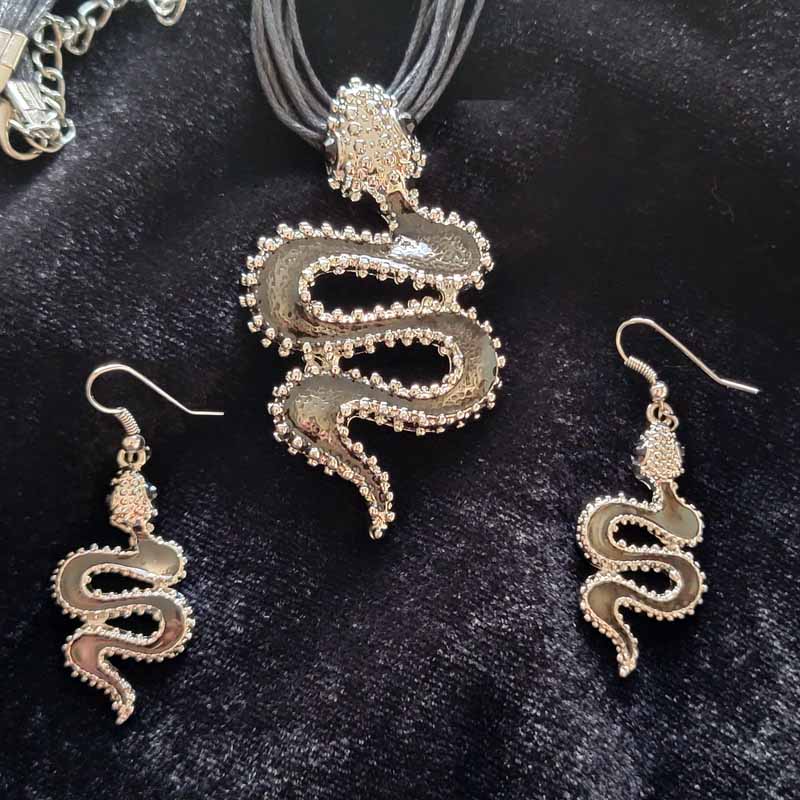 Serpent Pendant and Earrings Set