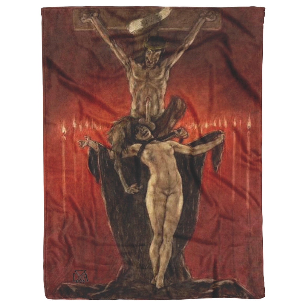 The Satanists by Felicien Rops Fleece Blanket - The Luciferian Apotheca 