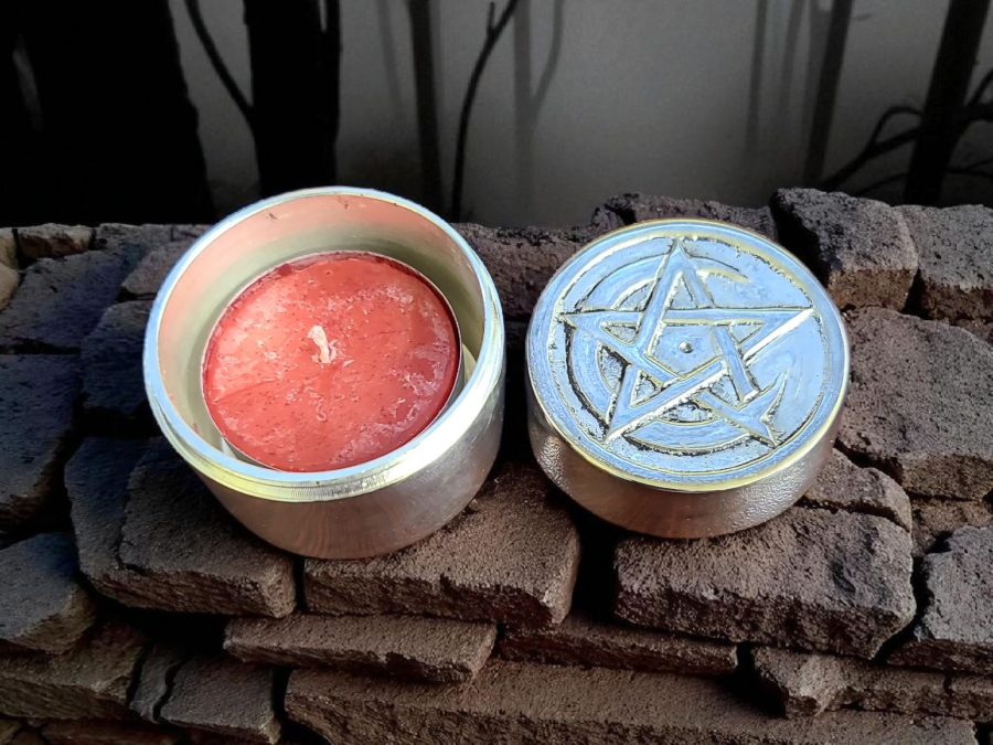 Pentagram Tea Light Holder with Nag Champa Candle 2"D