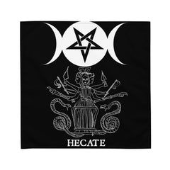 Dark Goddess Altar Cloth - Triple Moon Hecate Goddess w/ Serpents