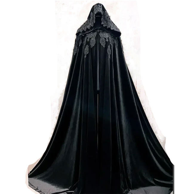 Shadow Witch Velvet Black Hooded Cloak