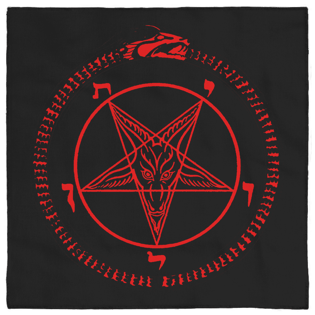 Satanic Altar Cloth - Leviathan Baphomet Sigil Red print - The Luciferian Apotheca 