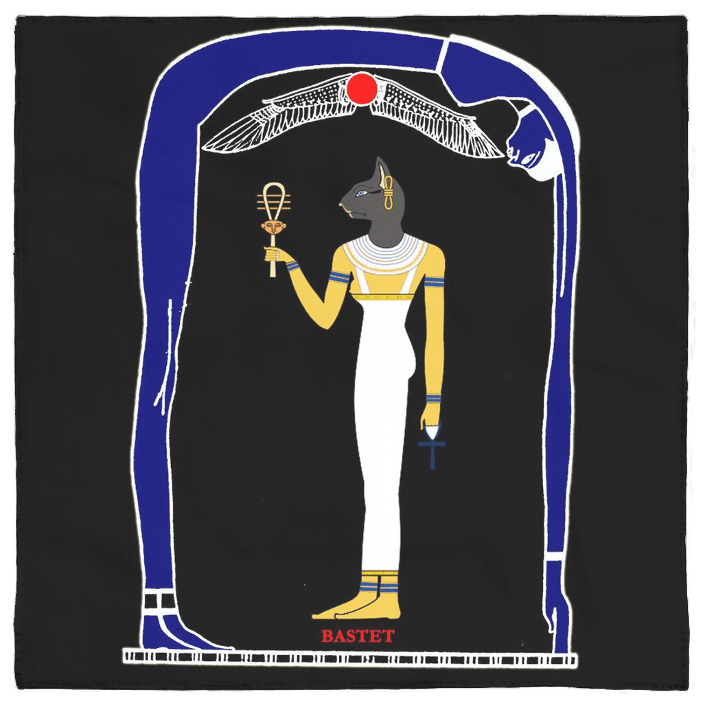 Egyptian Altar Cloth - Bastet Goddess of Protection, Cats, Warfare, Music - The Luciferian Apotheca 