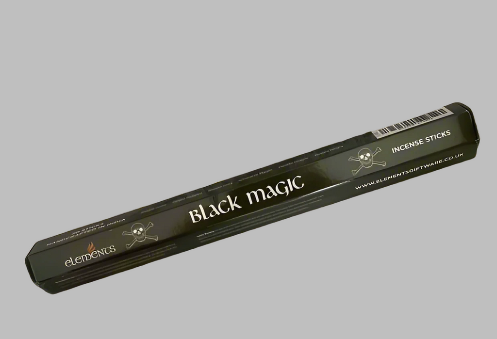 Incense stick packaging labeled 'Black Magic' on a white background