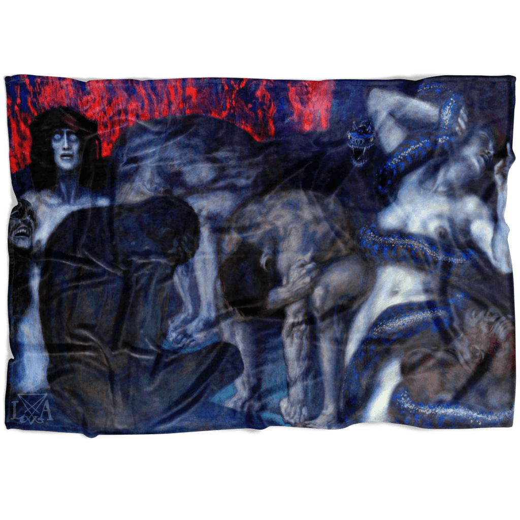 Hell by Franz von Stuck Fleece Blanket - The Luciferian Apotheca 
