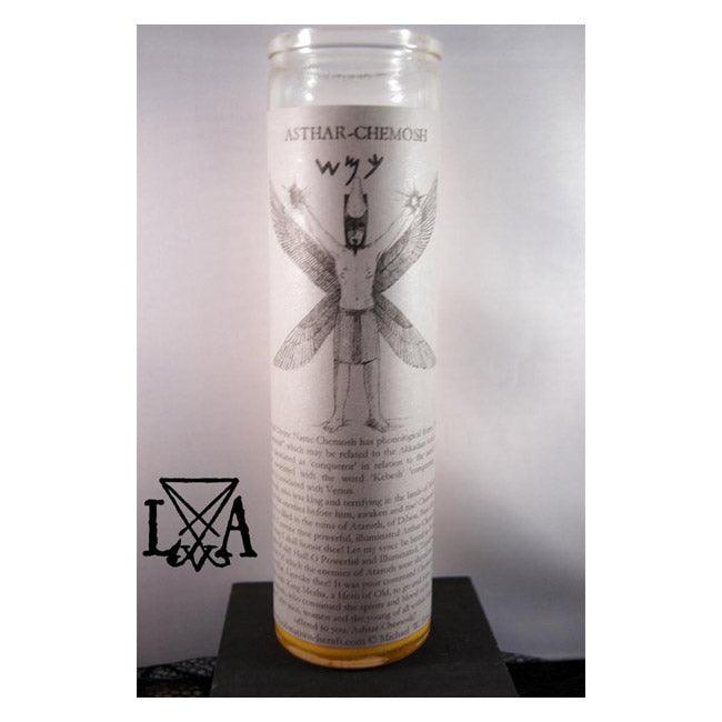 Chemosh: Inspire Conquering, Morning Star & Underworld God Glass Spell Candle - The Luciferian Apotheca 