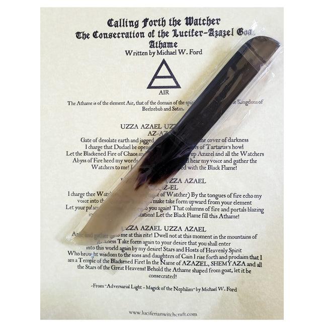 9" Azazel Athame made of Real Horn (color may vary) with Consecration Ritual - The Luciferian Apotheca 