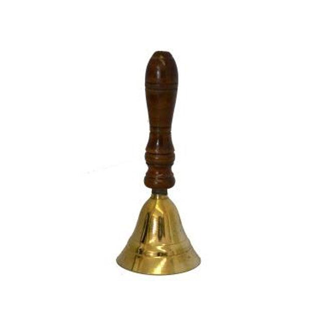 Brass Bell with Wooden Handle (5.5'') - The Luciferian Apotheca 
