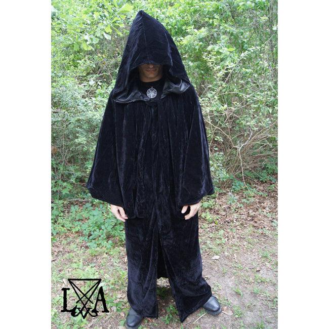 High Quality Black velvet with Black Satin Lining. Hooded Sorcerer Robe ...