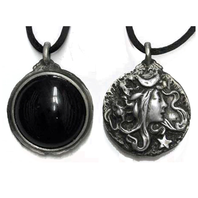 Dark Goddess Black Scrying Amulet w/onyx stone - The Luciferian Apotheca 