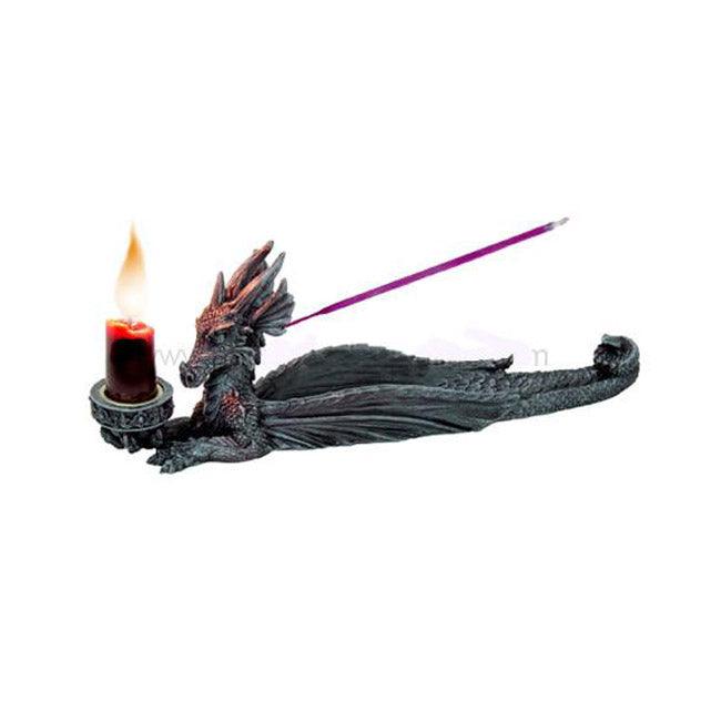 Dragon of the Abyss Incense Burner & Candle Holder - The Luciferian Apotheca 