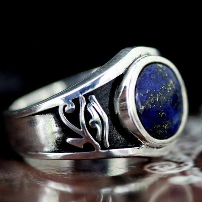 Eye of Horus Magick of Isis Lapis Lazuli Ring .925 Sterling Silver - The Luciferian Apotheca 
