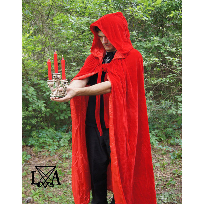 Babalon High Quality Velvet and Satin Cloak. Red Velvet lined with Red Satin - The Luciferian Apotheca 