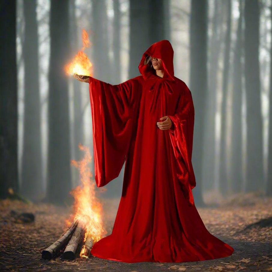 High Quality Red Magician Hooded & Sleeved Robe - The Luciferian Apotheca 