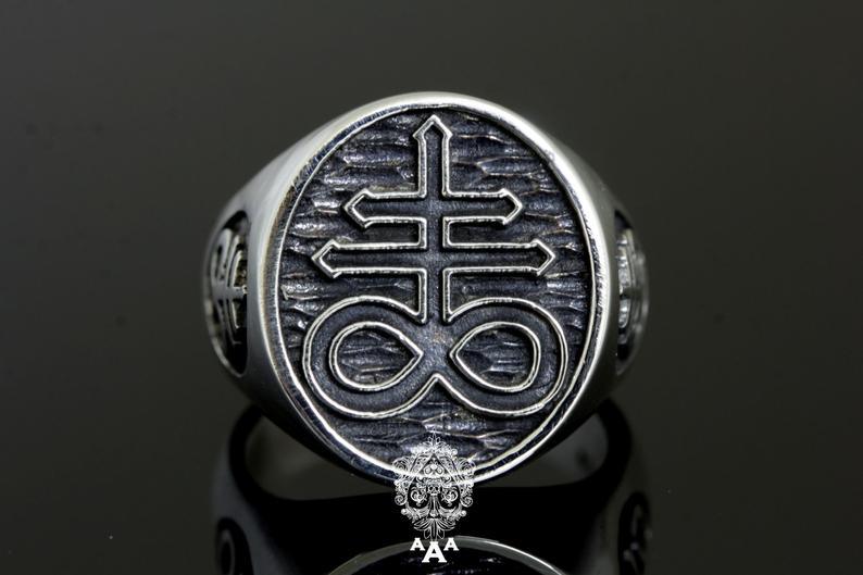 Cross of Leviathan (Sulphur) Ring .925 Silver - The Luciferian Apotheca 