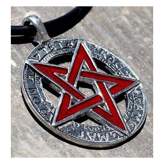 Red Tetragrammaton Inverted Pentagram Pendant - The Luciferian Apotheca 