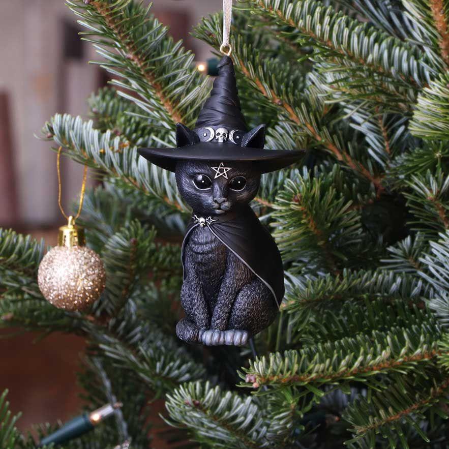 Purrah Black Witch Cat Hanging Decorative Ornament - The Luciferian Apotheca 