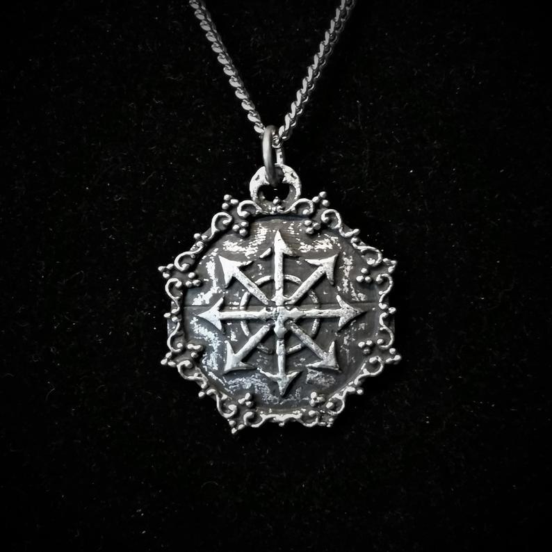 Chaos Magick Star Pendant With Antiqued Finish - The Luciferian Apotheca 